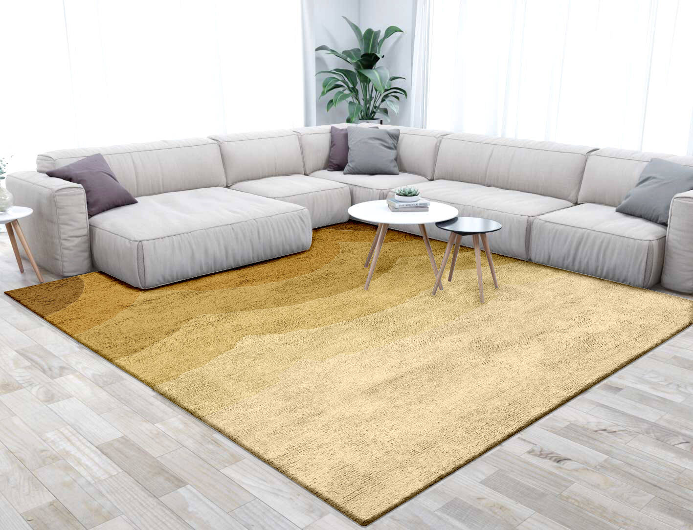 Malibu Gradation Square Hand Tufted Bamboo Silk Custom Rug by Rug Artisan