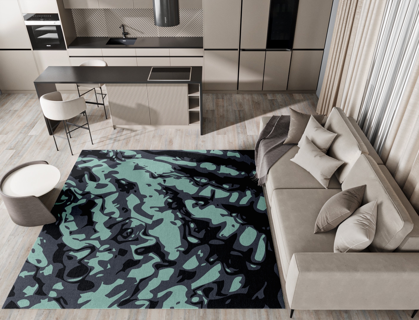 Mangata Abstract Square Hand Knotted Tibetan Wool Custom Rug by Rug Artisan