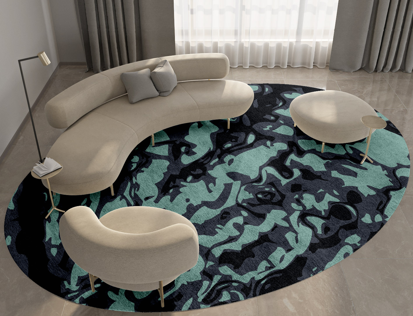 Mangata Abstract Oval Hand Tufted Bamboo Silk Custom Rug by Rug Artisan