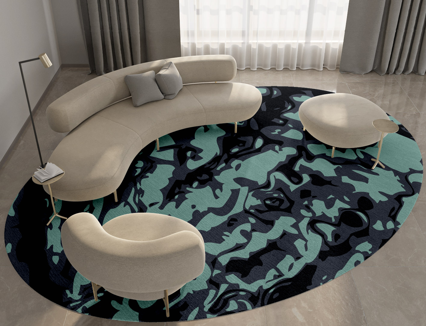 Mangata Abstract Oval Hand Tufted Pure Wool Custom Rug by Rug Artisan