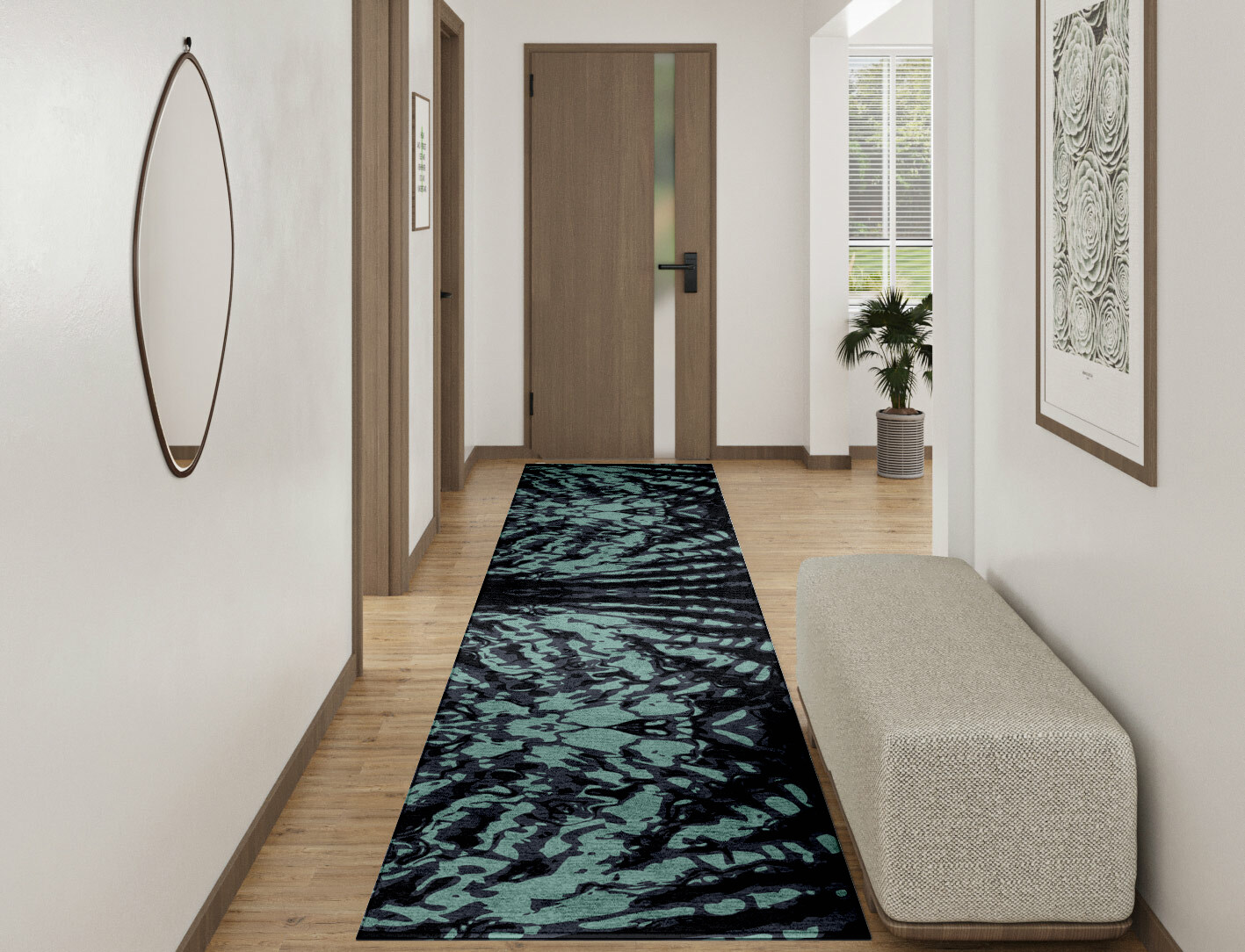 Mangata Abstract Runner Hand Tufted Bamboo Silk Custom Rug by Rug Artisan