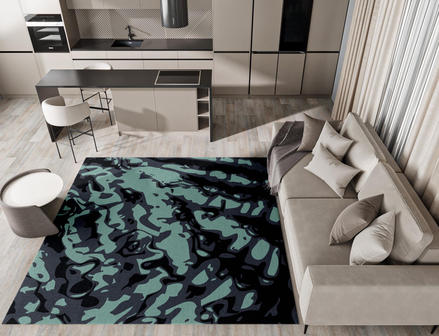Mangata Abstract Square Hand Tufted Pure Wool Custom Rug by Rug Artisan