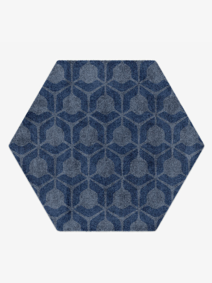 Manifold Minimalist Hexagon Hand Knotted Bamboo Silk Custom Rug by Rug Artisan