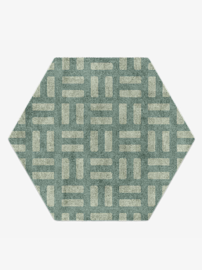 Mannerism Minimalist Hexagon Hand Knotted Bamboo Silk Custom Rug by Rug Artisan