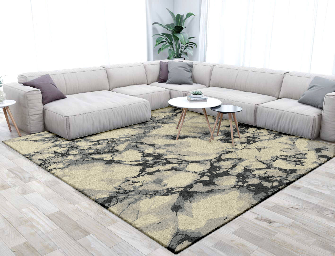 Marble Surface Art Square Hand Tufted Pure Wool Custom Rug by Rug Artisan