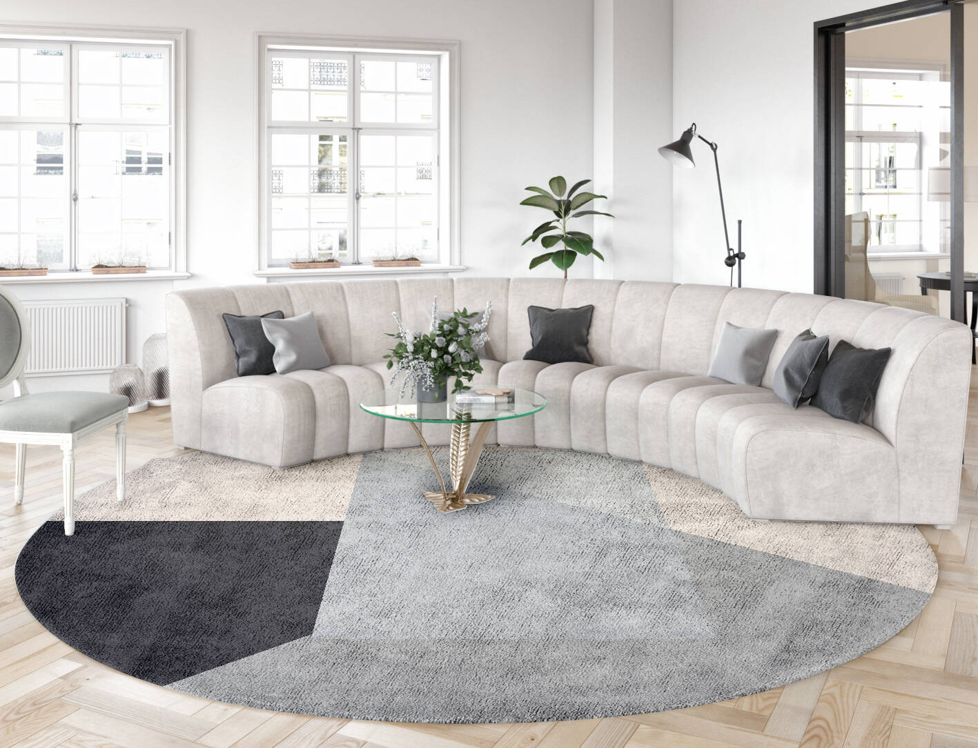 Mardy  Round Hand Tufted Bamboo Silk Custom Rug by Rug Artisan