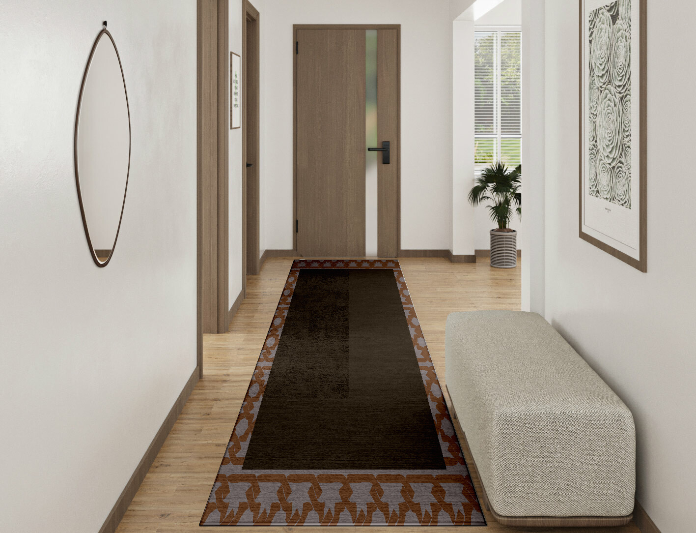 Margo Geometric Runner Hand Knotted Bamboo Silk Custom Rug by Rug Artisan