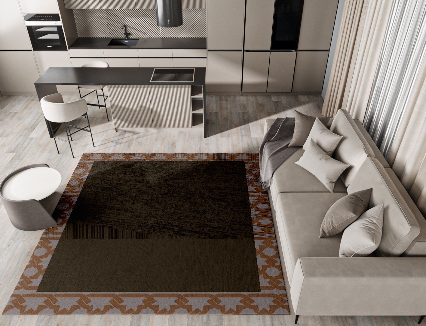 Margo Geometric Square Hand Knotted Bamboo Silk Custom Rug by Rug Artisan