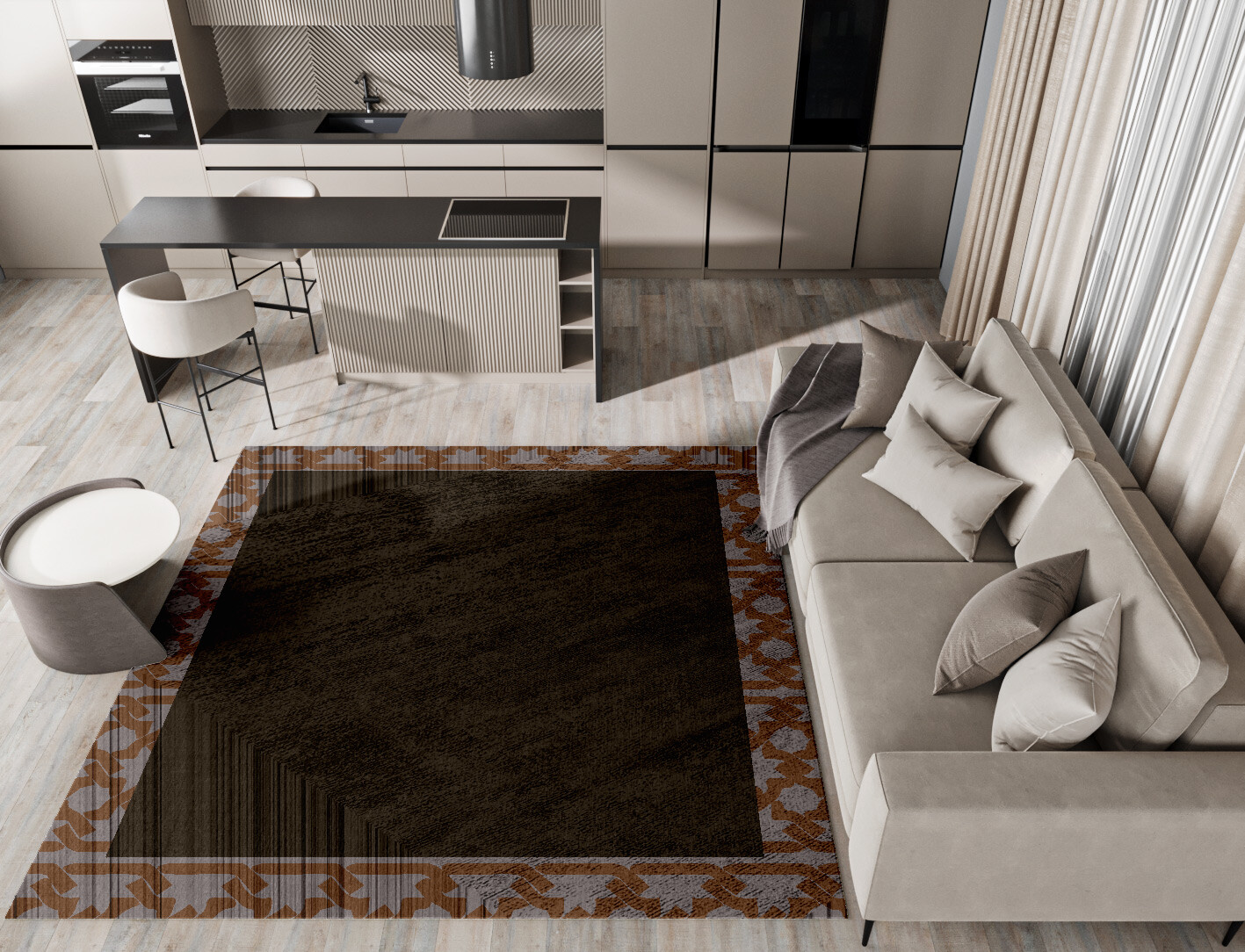 Margo Geometric Square Hand Tufted Bamboo Silk Custom Rug by Rug Artisan