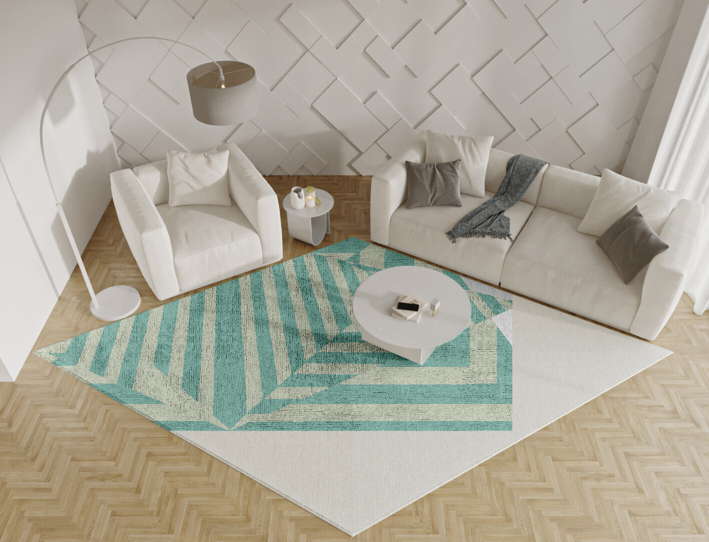 Mark Geometric Diamond Hand Knotted Bamboo Silk Custom Rug by Rug Artisan