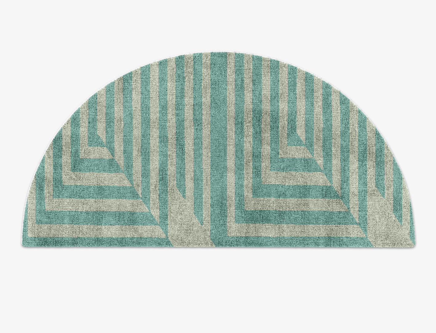 Mark Geometric Halfmoon Hand Knotted Bamboo Silk Custom Rug by Rug Artisan