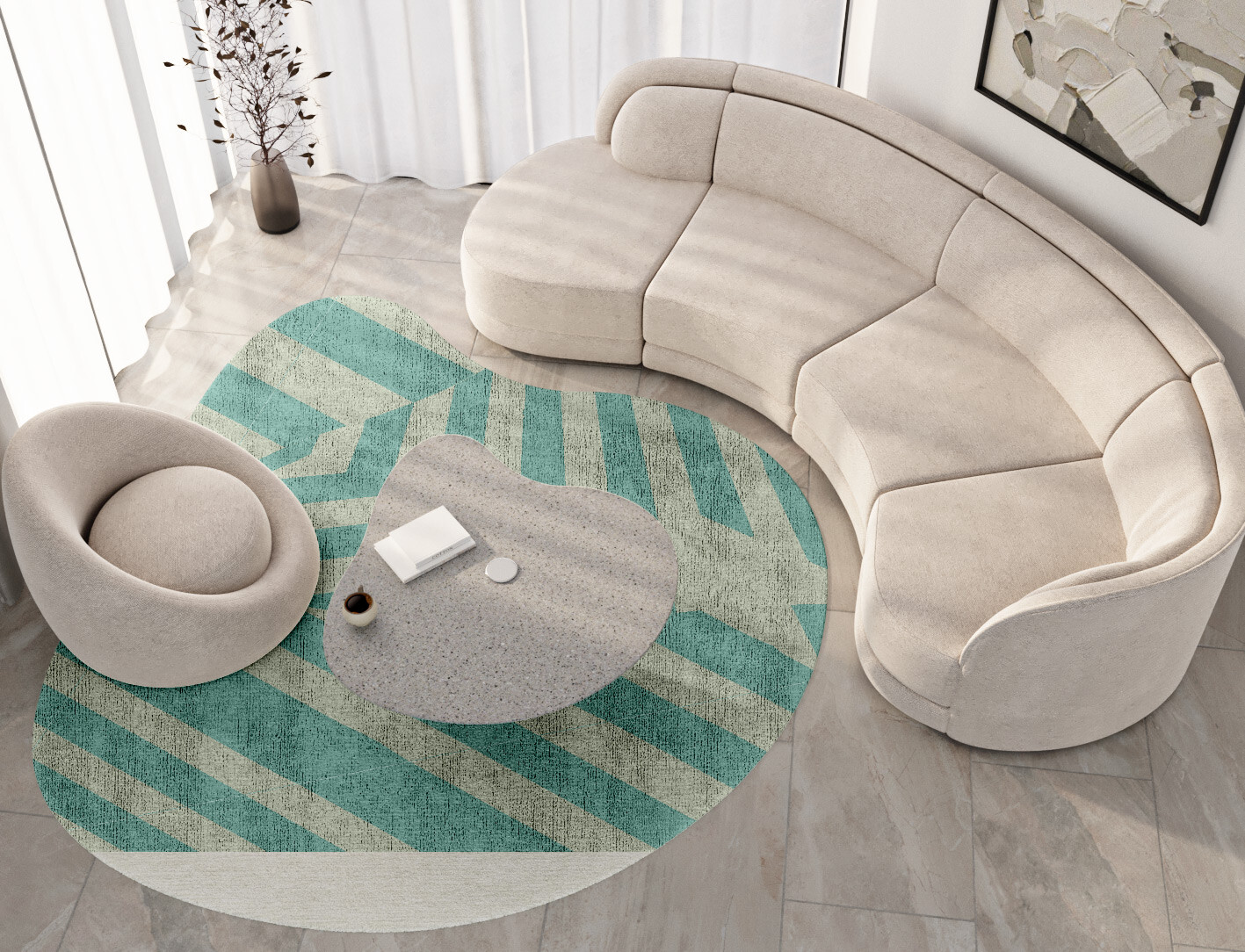 Mark Geometric Splash Hand Knotted Bamboo Silk Custom Rug by Rug Artisan
