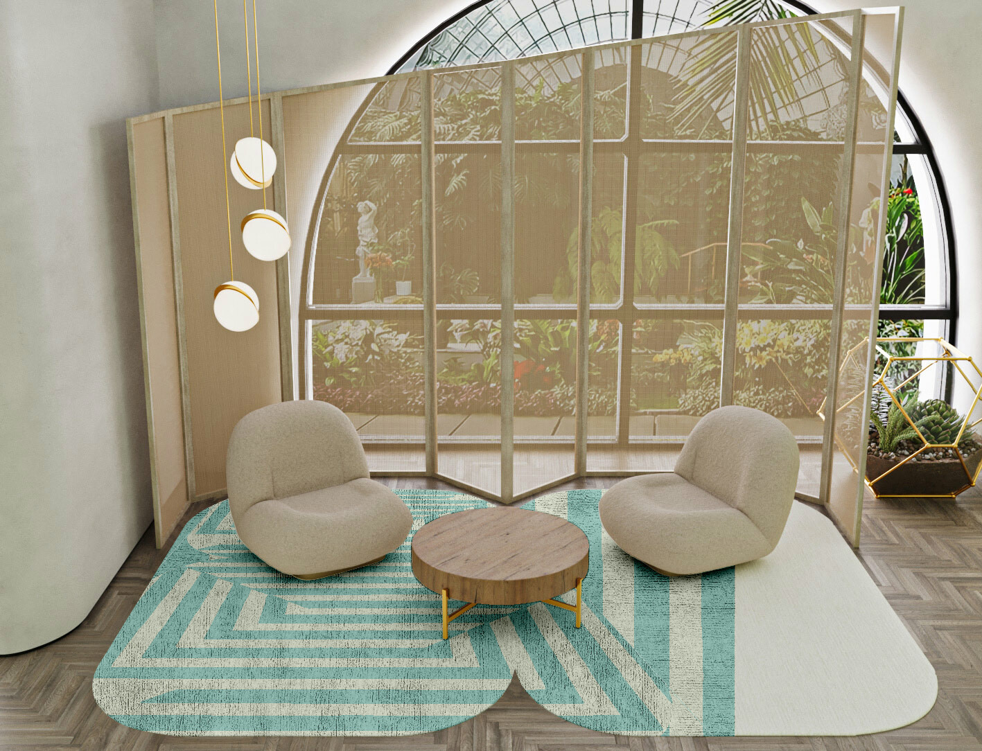 Mark Geometric Eight Hand Tufted Bamboo Silk Custom Rug by Rug Artisan