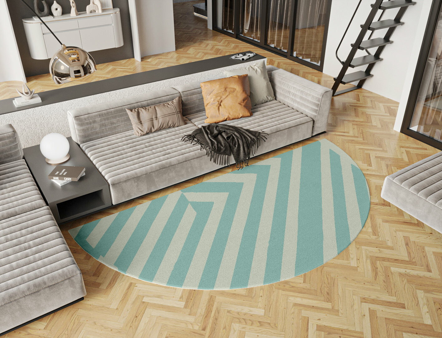 Mark Geometric Halfmoon Hand Tufted Pure Wool Custom Rug by Rug Artisan