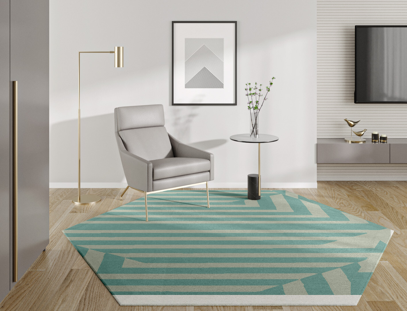 Mark Geometric Hexagon Hand Tufted Pure Wool Custom Rug by Rug Artisan