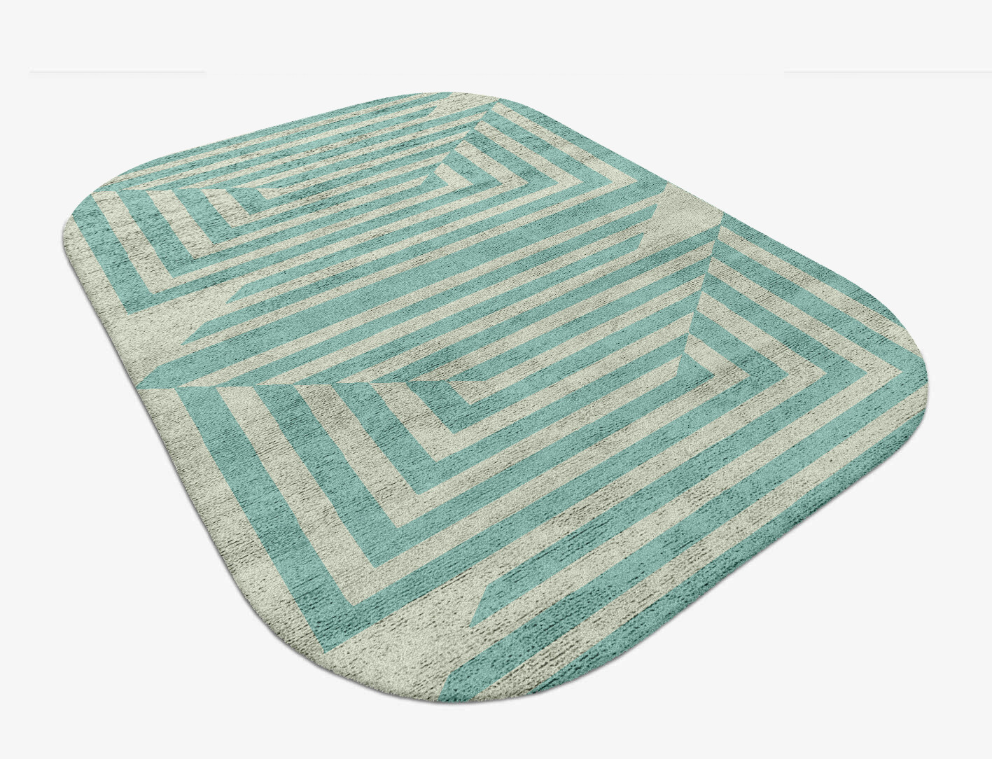 Mark Geometric Oblong Hand Tufted Bamboo Silk Custom Rug by Rug Artisan