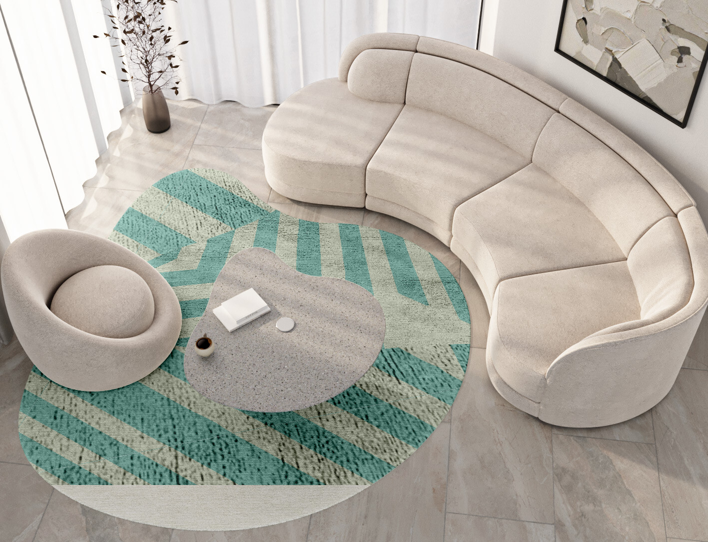Mark Geometric Splash Hand Tufted Bamboo Silk Custom Rug by Rug Artisan