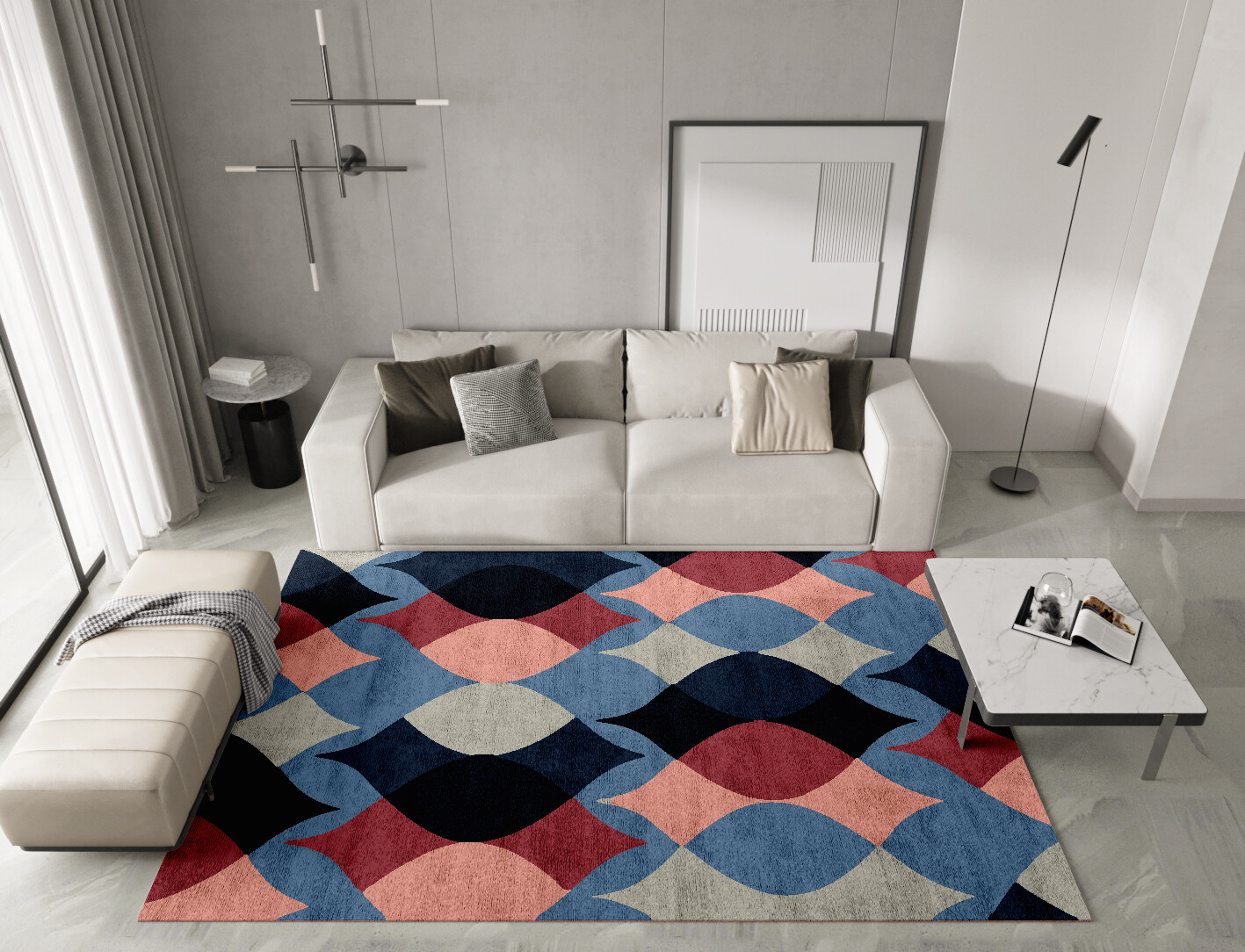 Marquise Geometric Rectangle Hand Knotted Bamboo Silk Custom Rug by Rug Artisan