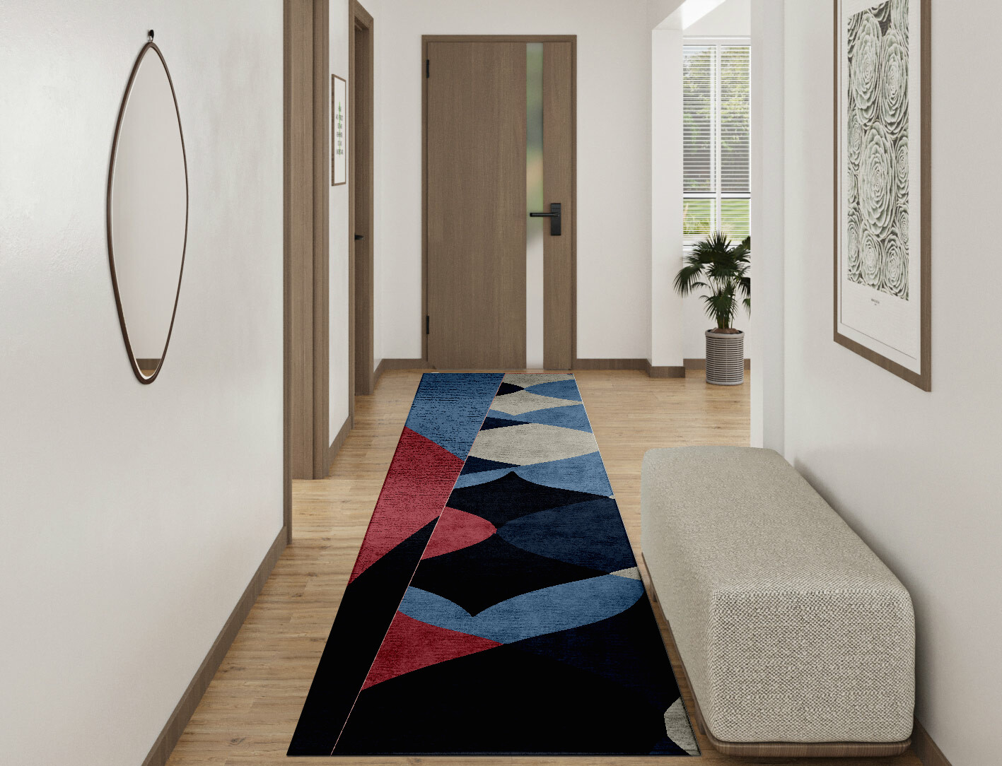 Marquise Geometric Runner Hand Tufted Bamboo Silk Custom Rug by Rug Artisan