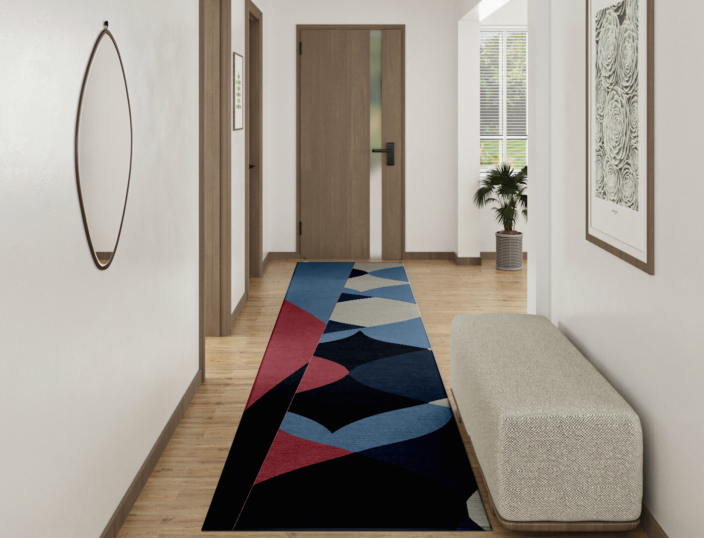 Marquise Geometric Runner Hand Tufted Pure Wool Custom Rug by Rug Artisan