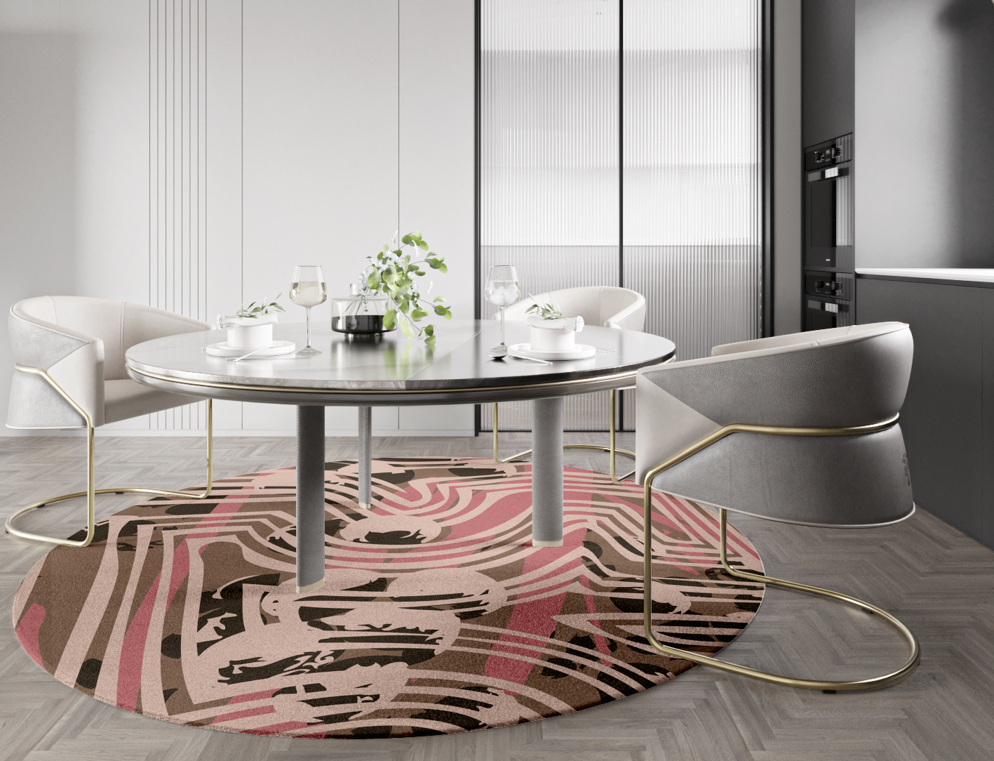 Marula Abstract Round Hand Knotted Tibetan Wool Custom Rug by Rug Artisan