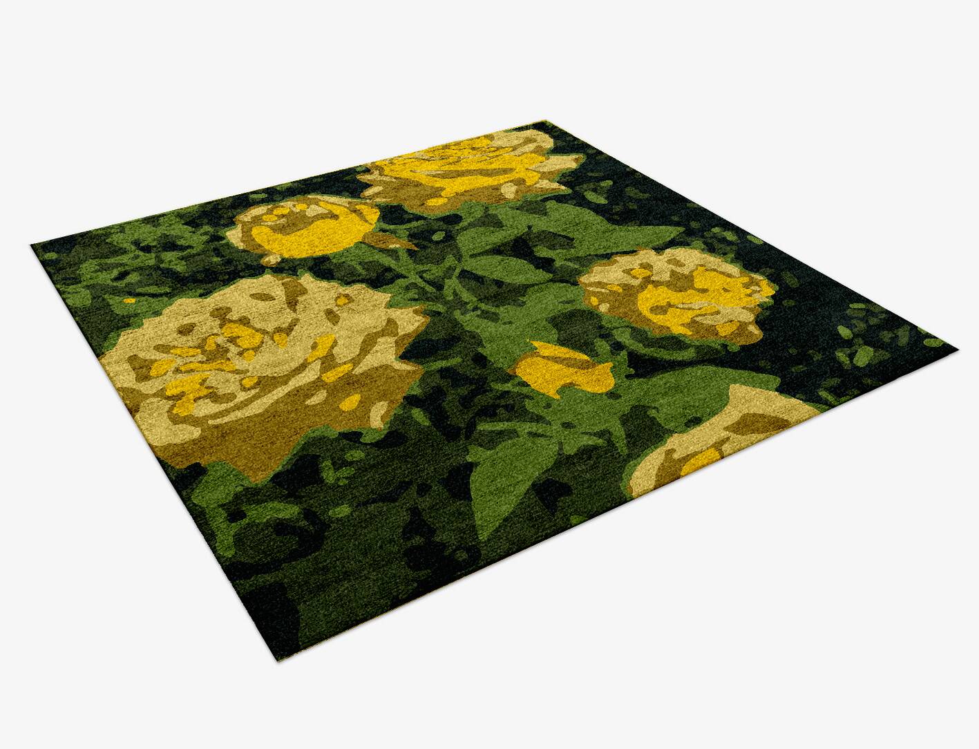 Maslynn Floral Square Hand Knotted Bamboo Silk Custom Rug by Rug Artisan