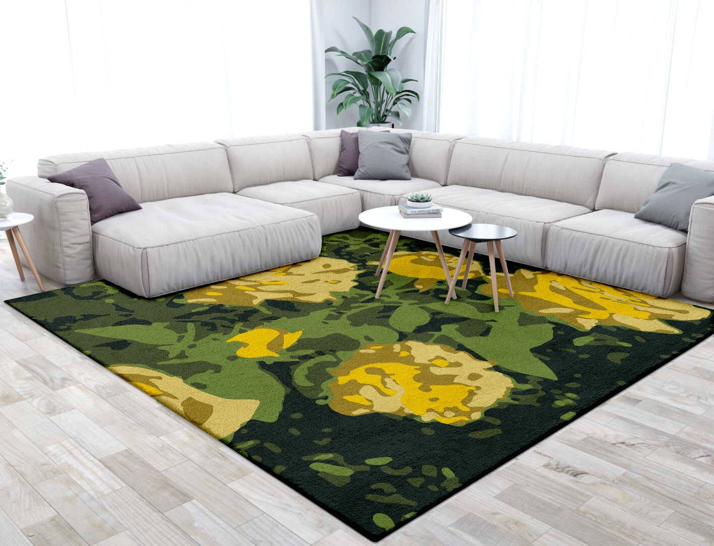 Maslynn Floral Square Hand Tufted Pure Wool Custom Rug by Rug Artisan