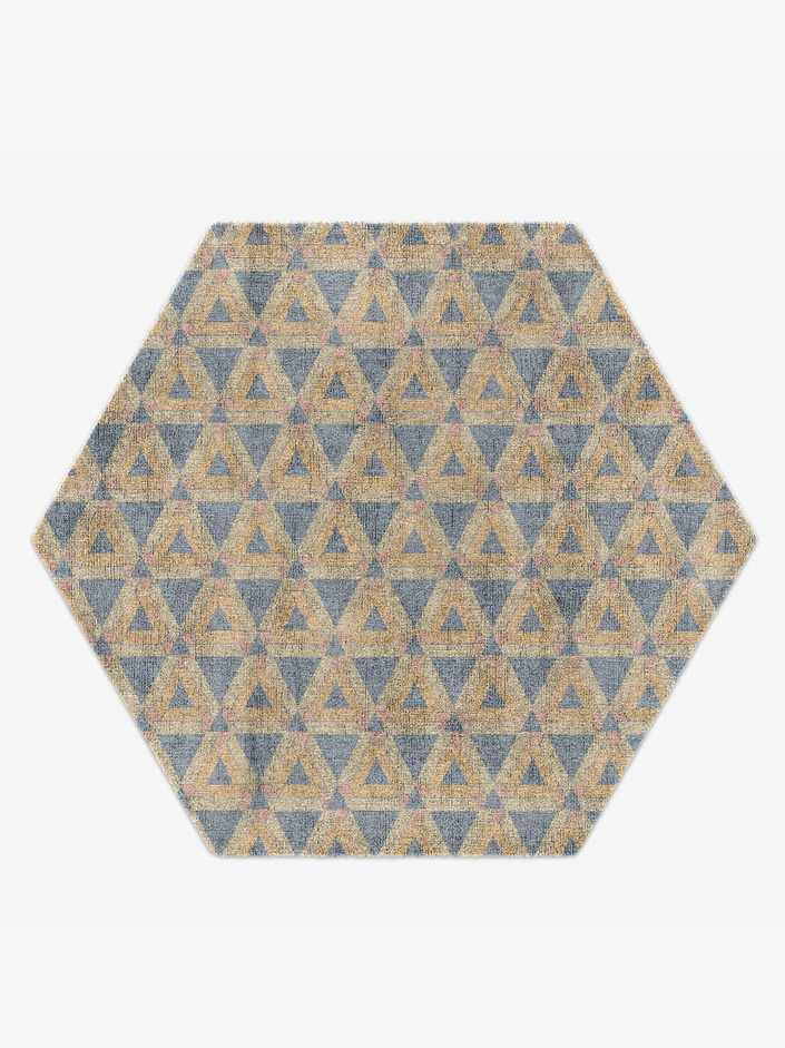 Matchsticks Modern Geometrics Hexagon Hand Knotted Bamboo Silk Custom Rug by Rug Artisan