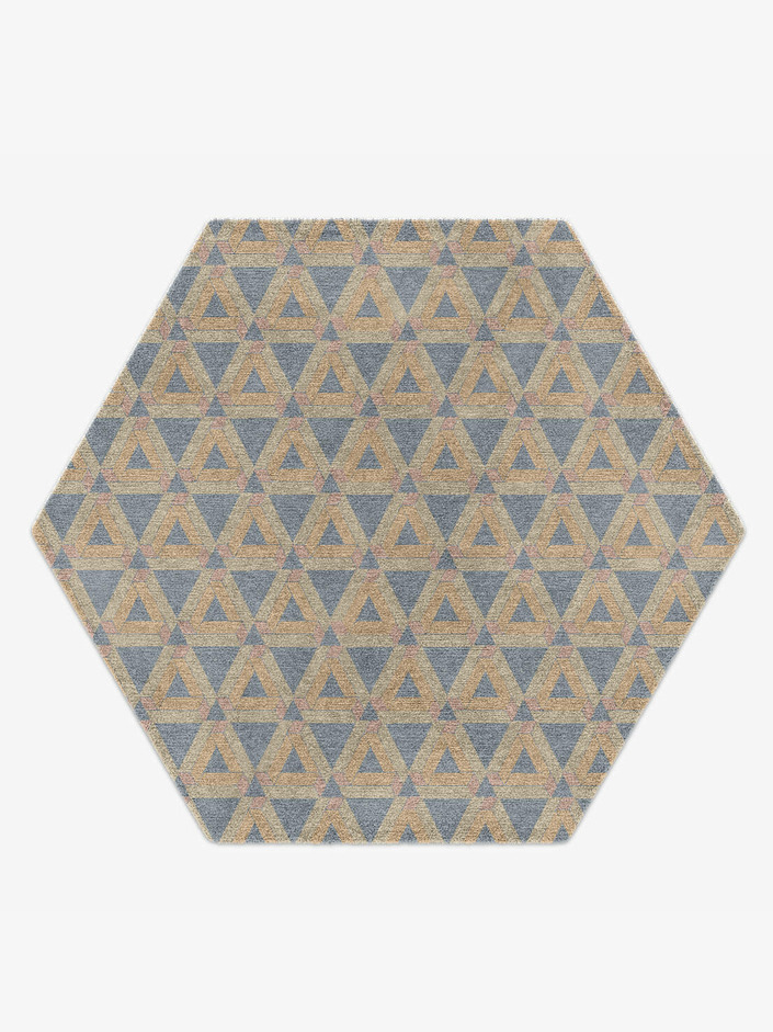 Matchsticks Modern Geometrics Hexagon Hand Knotted Tibetan Wool Custom Rug by Rug Artisan
