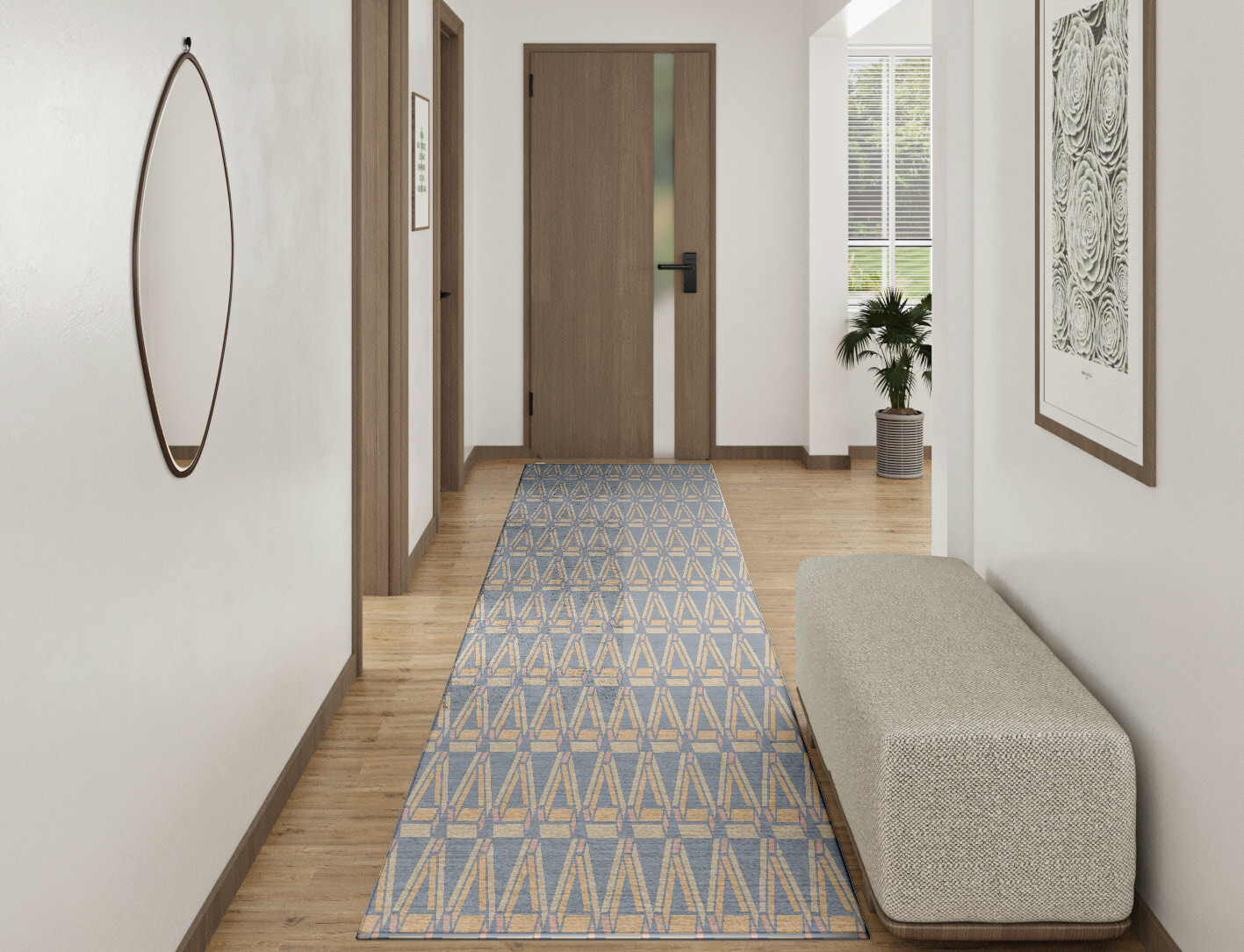 Matchsticks Geometric Runner Hand Knotted Bamboo Silk Custom Rug by Rug Artisan