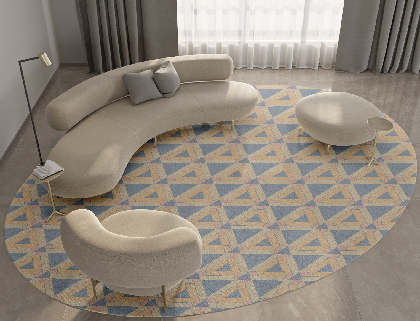 Matchsticks Geometric Oval Hand Tufted Pure Wool Custom Rug by Rug Artisan