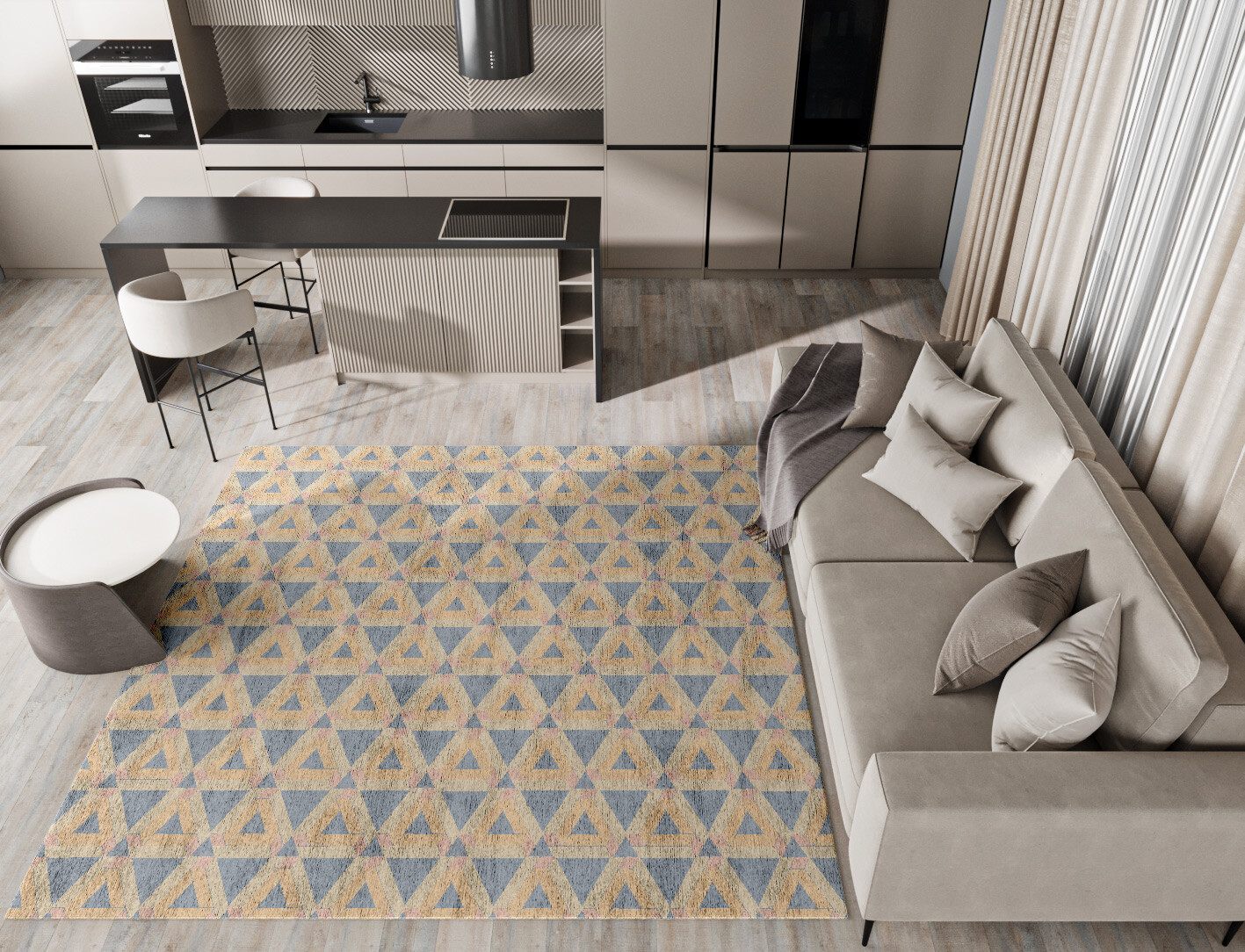 Matchsticks Geometric Square Hand Tufted Bamboo Silk Custom Rug by Rug Artisan