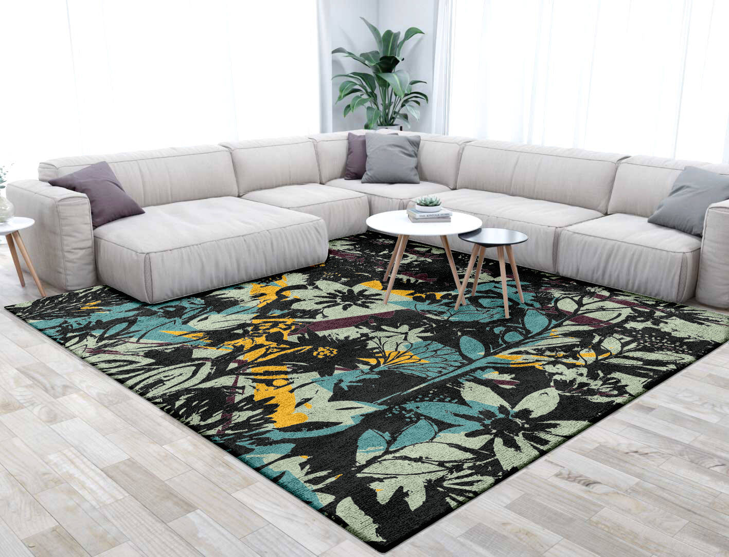 Matisse Floral Square Hand Tufted Bamboo Silk Custom Rug by Rug Artisan