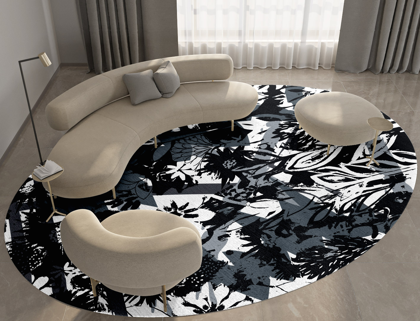 Matisse Grey Monochrome Oval Hand Knotted Tibetan Wool Custom Rug by Rug Artisan