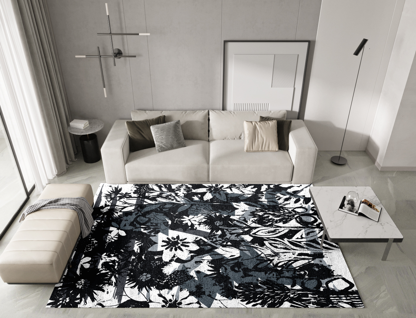 Matisse Grey Monochrome Rectangle Hand Knotted Bamboo Silk Custom Rug by Rug Artisan