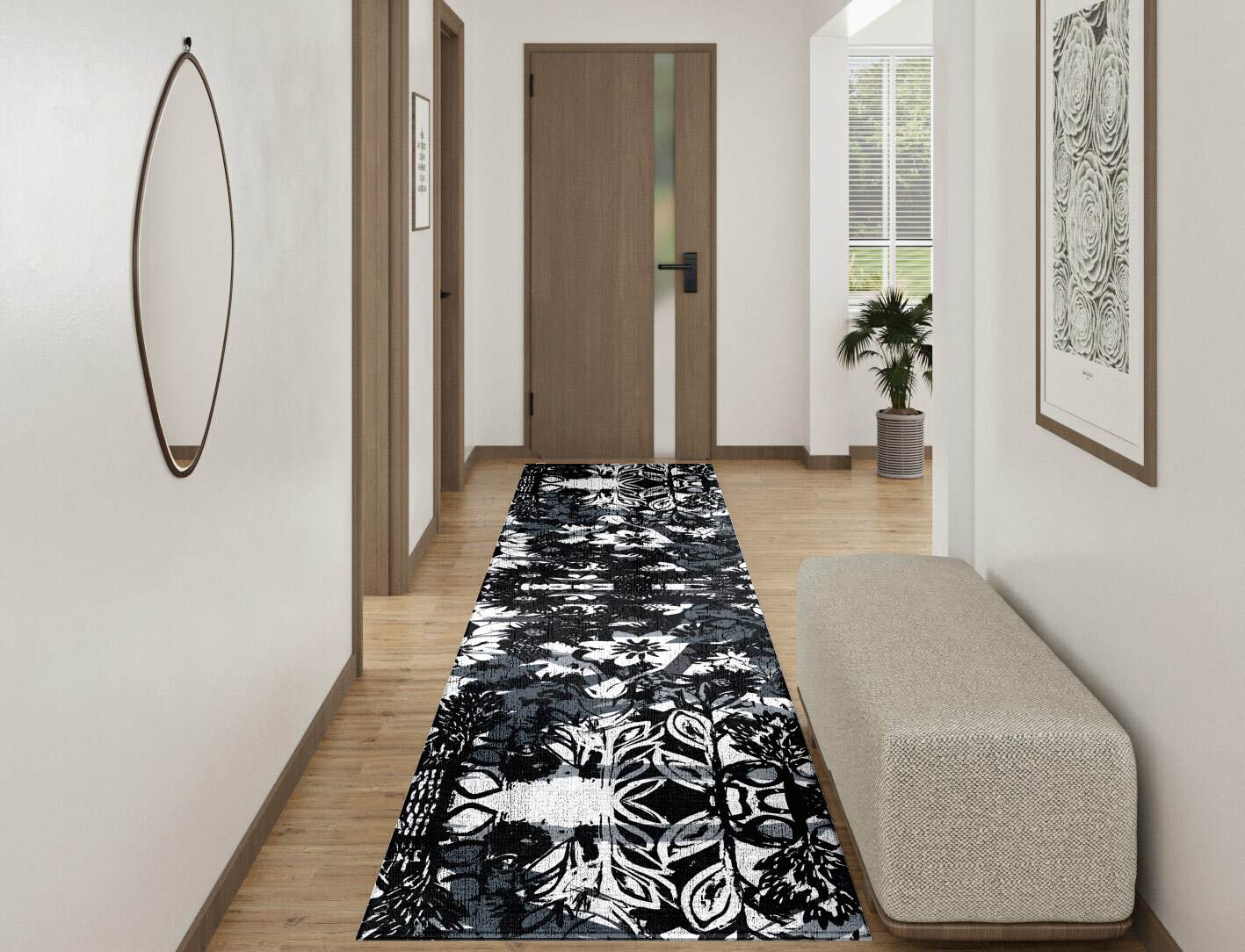 Matisse Grey Monochrome Runner Hand Knotted Bamboo Silk Custom Rug by Rug Artisan