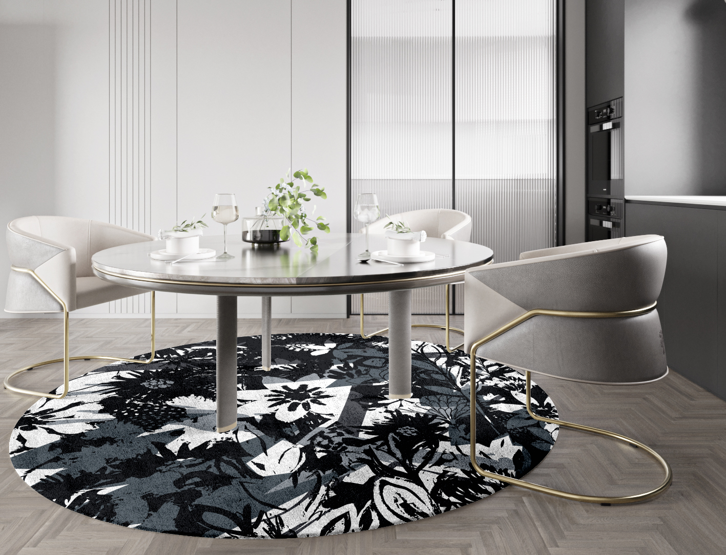 Matisse Grey Monochrome Round Hand Tufted Bamboo Silk Custom Rug by Rug Artisan