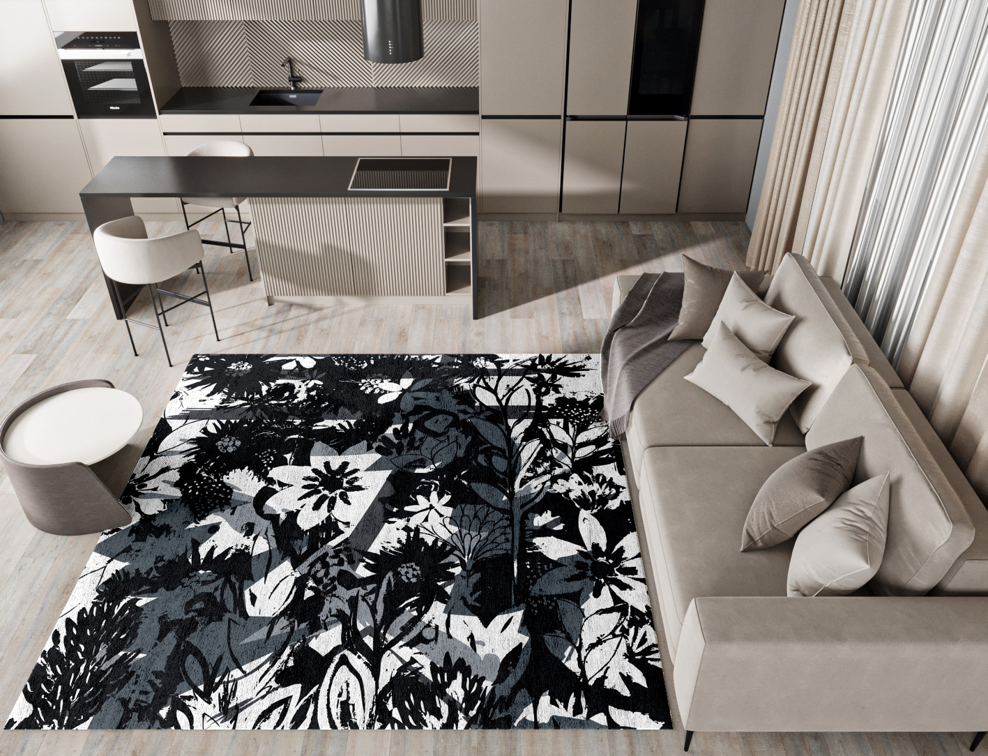 Matisse Grey Monochrome Square Hand Tufted Bamboo Silk Custom Rug by Rug Artisan
