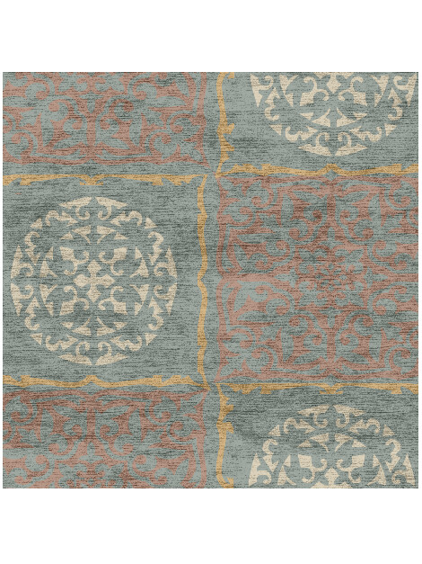 Matrice Blue Royal Square Hand Knotted Bamboo Silk Custom Rug by Rug Artisan