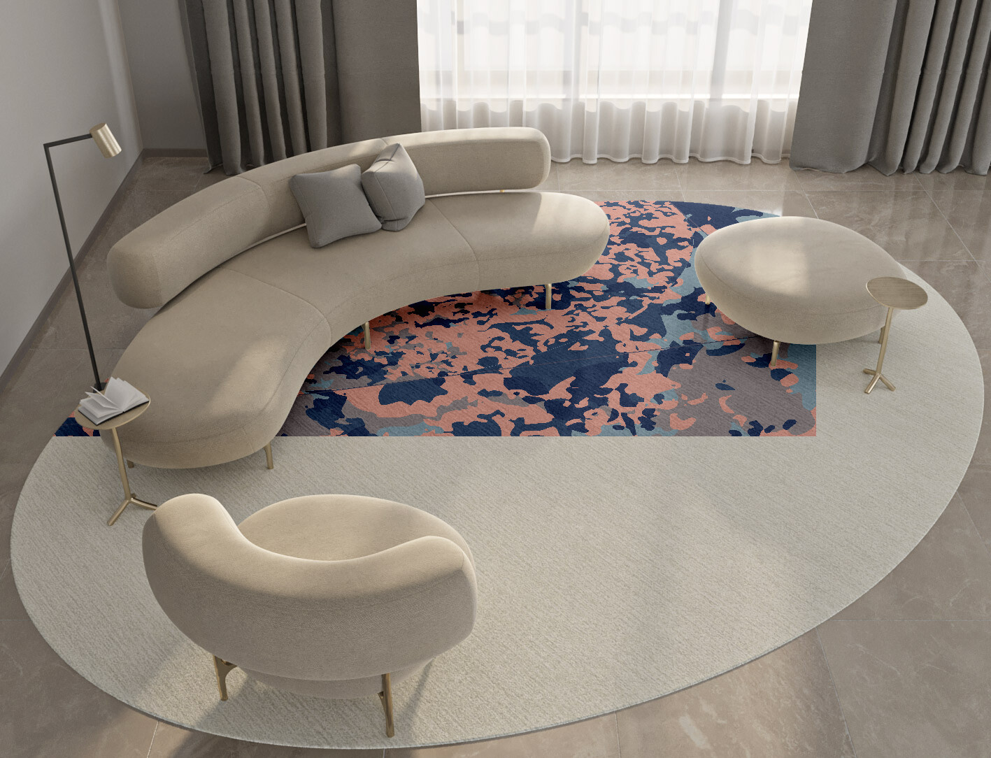 Mayhem Surface Art Oval Hand Knotted Tibetan Wool Custom Rug by Rug Artisan