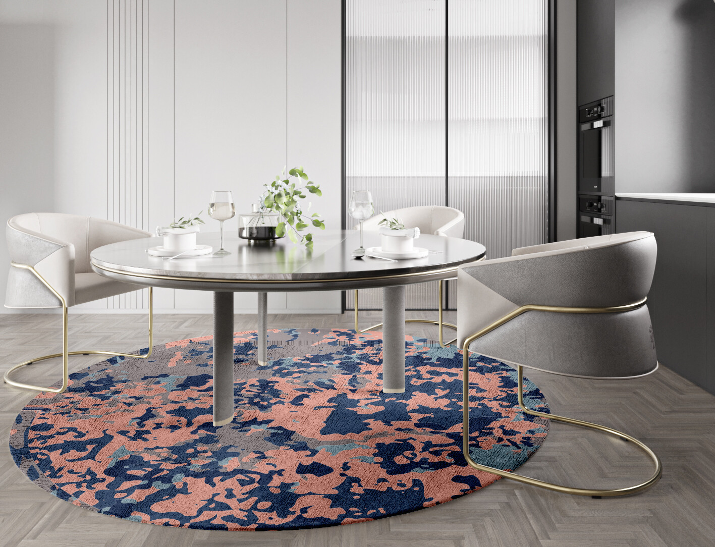Mayhem Surface Art Round Hand Tufted Bamboo Silk Custom Rug by Rug Artisan