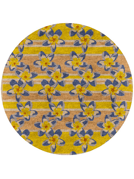 Maytime Floral Round Hand Tufted Bamboo Silk Custom Rug by Rug Artisan