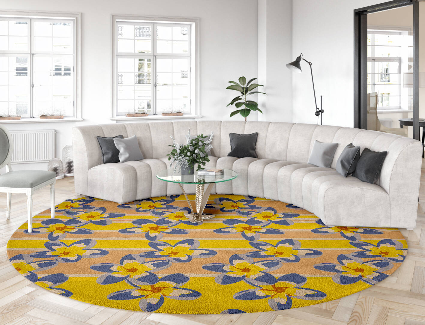 Maytime Floral Round Hand Tufted Pure Wool Custom Rug by Rug Artisan