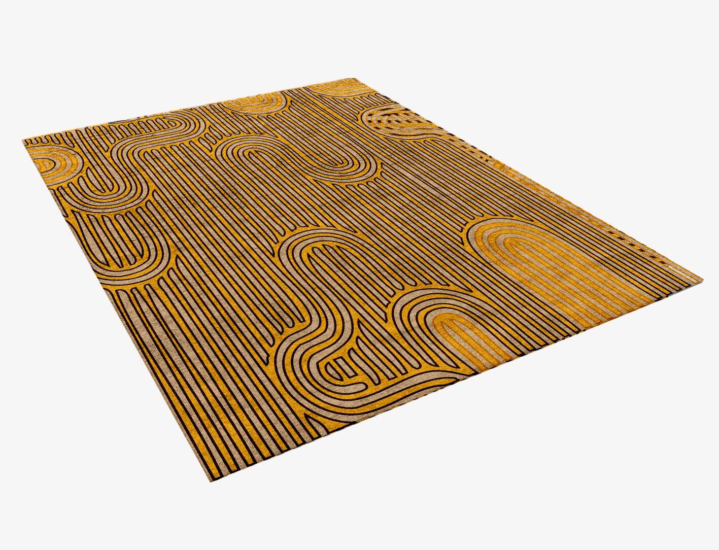 Maze Abstract Rectangle Hand Knotted Bamboo Silk Custom Rug by Rug Artisan
