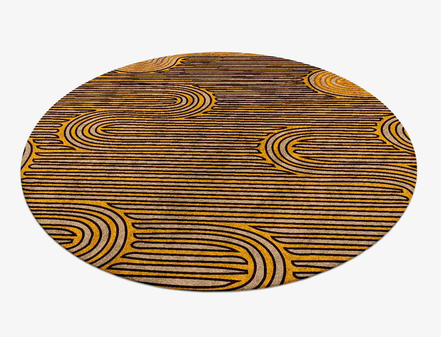 Maze Abstract Round Hand Knotted Bamboo Silk Custom Rug by Rug Artisan