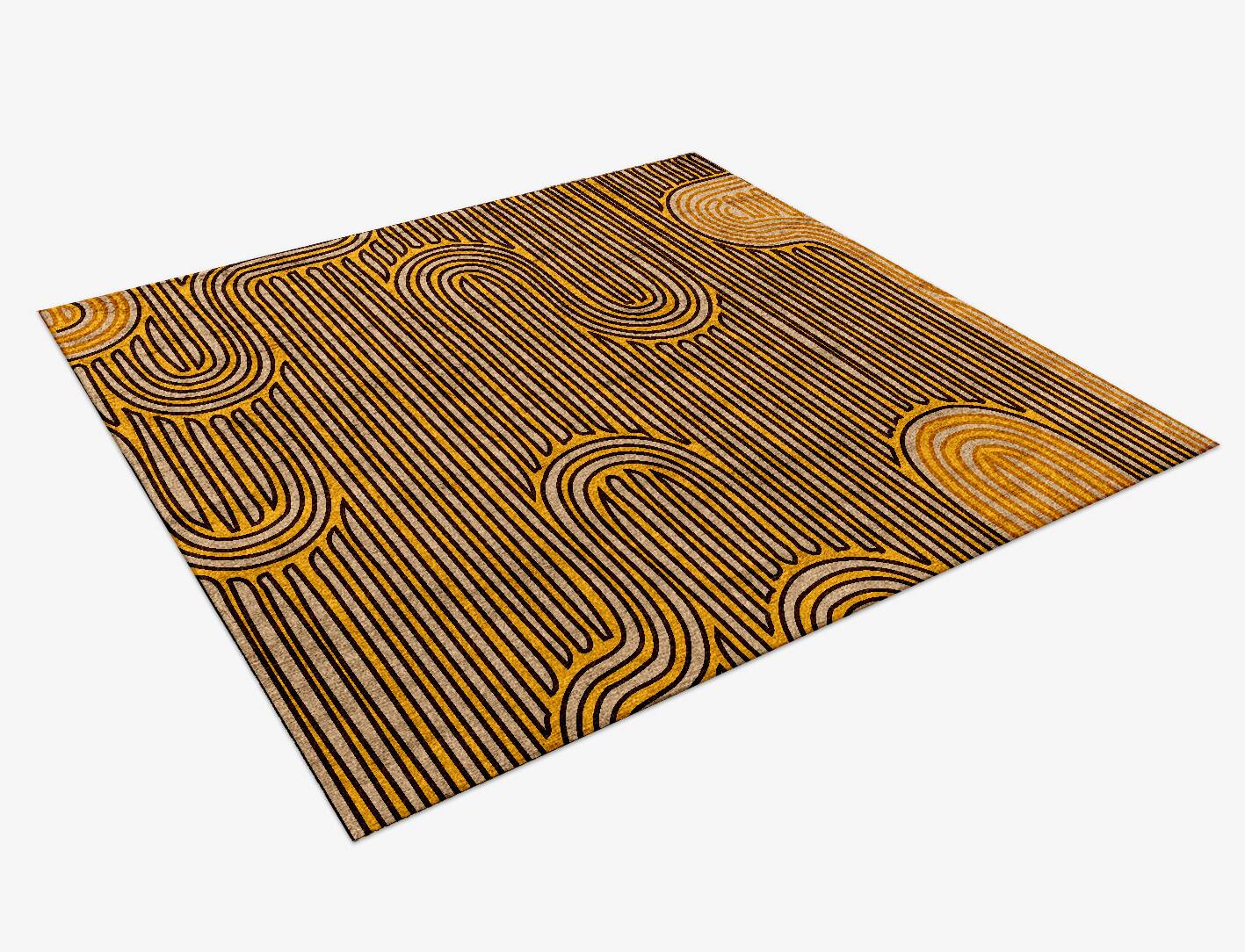 Maze Abstract Square Hand Knotted Bamboo Silk Custom Rug by Rug Artisan
