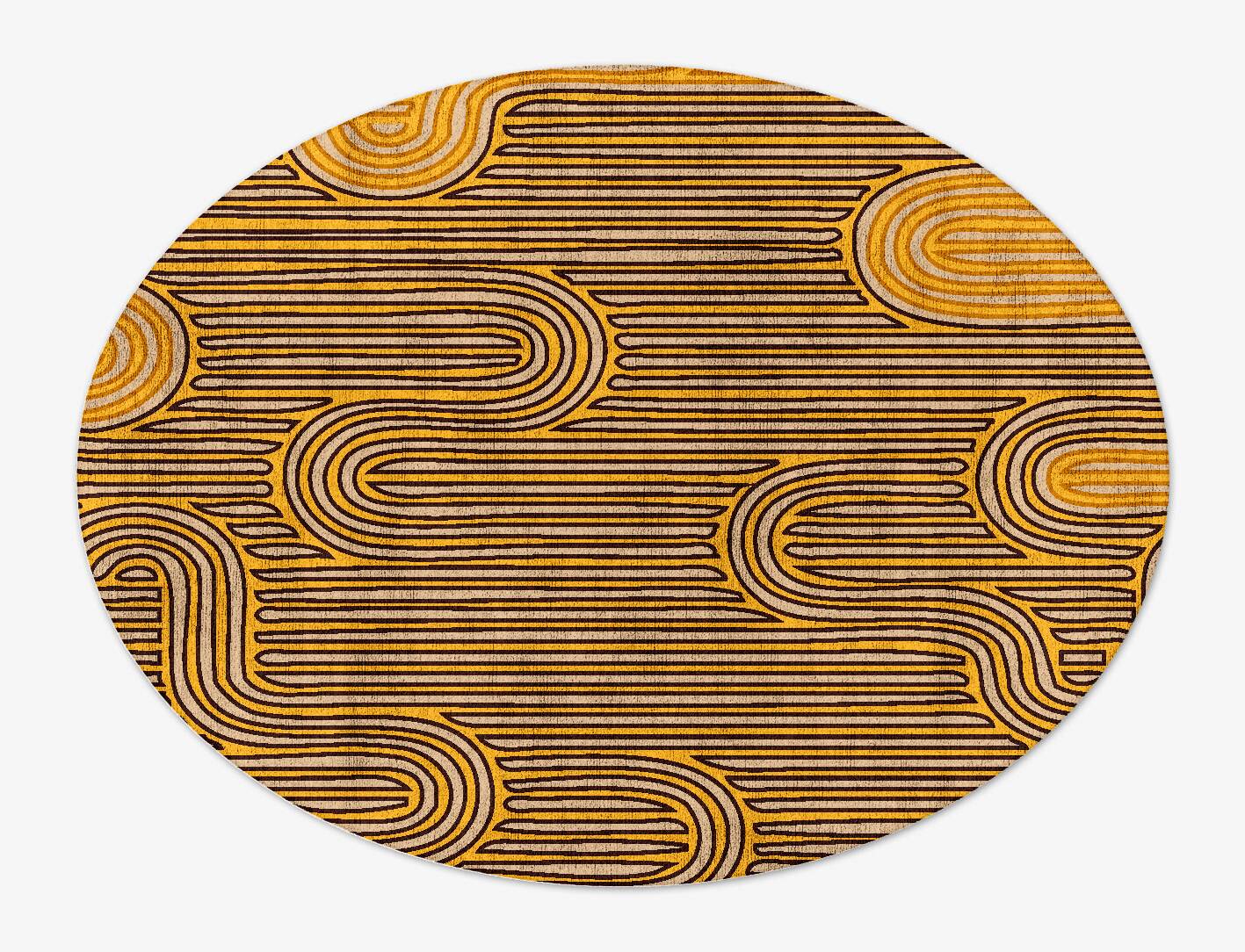 Maze Abstract Oval Hand Tufted Bamboo Silk Custom Rug by Rug Artisan