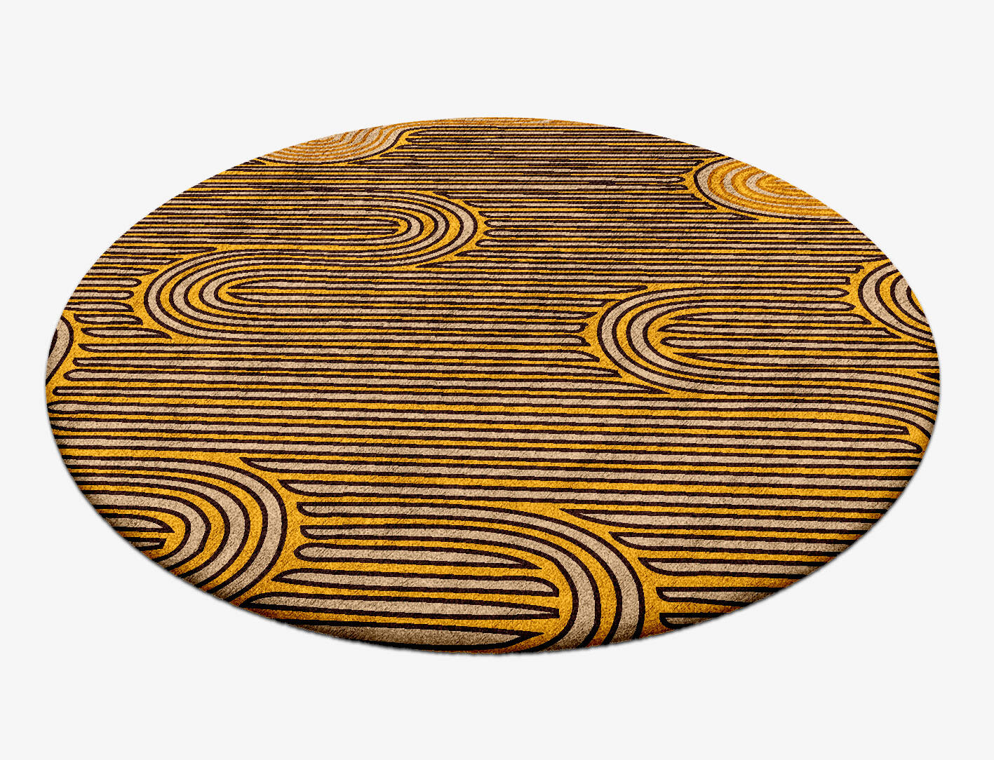 Maze Abstract Round Hand Tufted Bamboo Silk Custom Rug by Rug Artisan