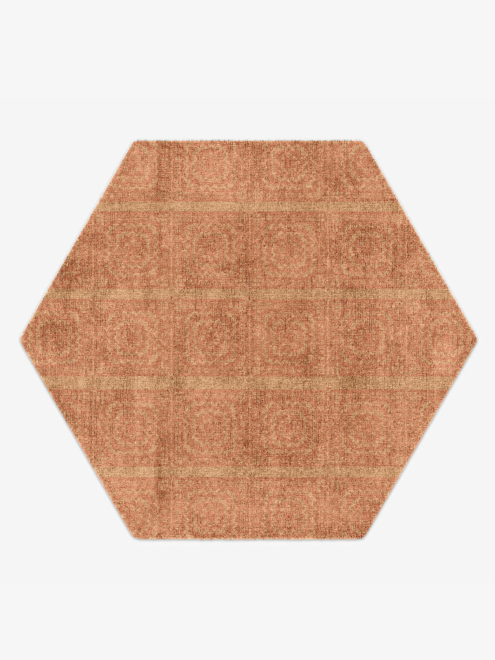 Mazeken Minimalist Hexagon Hand Knotted Bamboo Silk Custom Rug by Rug Artisan