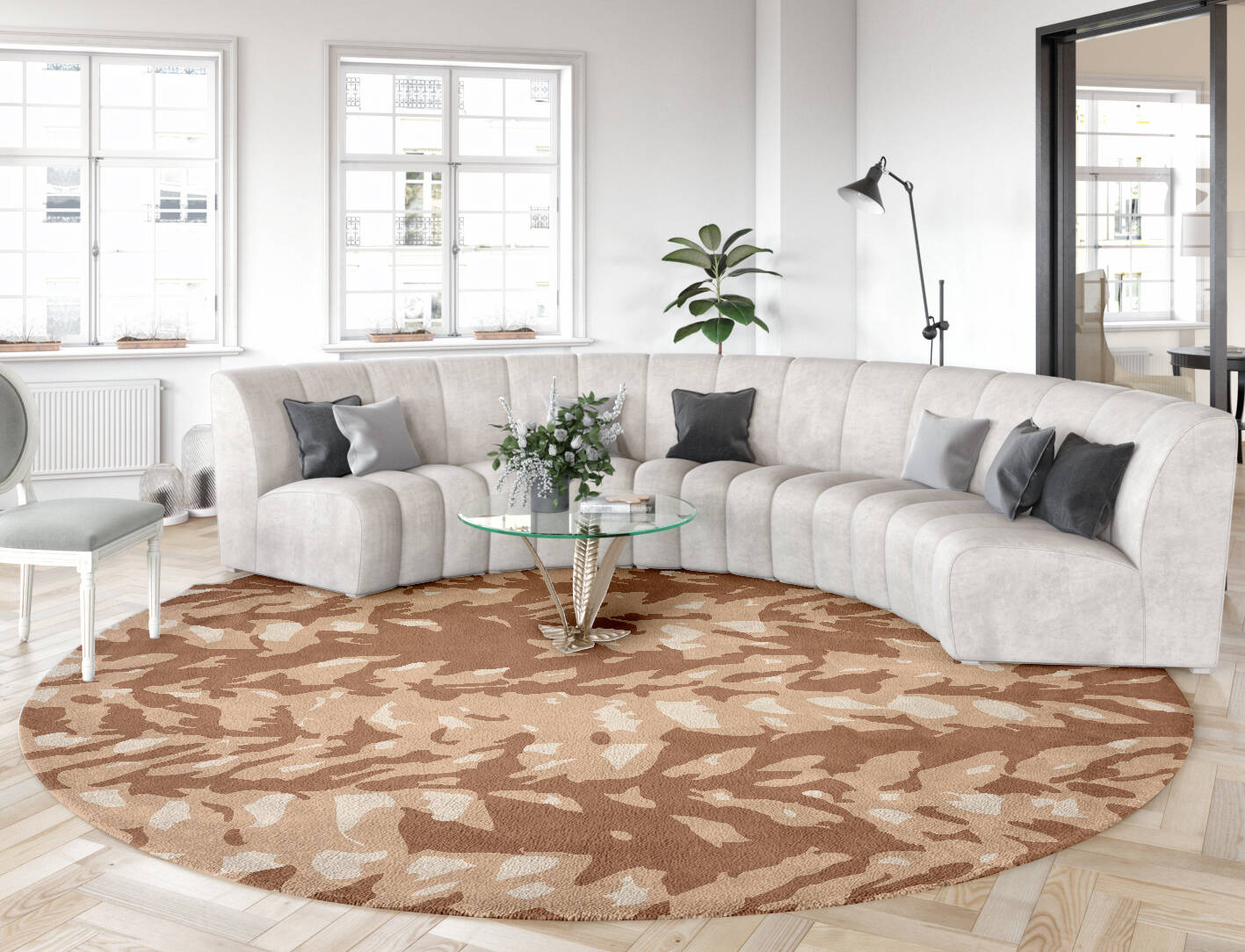 Mead Abstract Round Hand Tufted Pure Wool Custom Rug by Rug Artisan